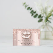 Makeup Eyebrows Lashes Tropfen Kiss Lips Rose Visitenkarte (Stehend Vorderseite)