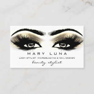 Makeup Eyebrows Lashes White Gold Metallic Augen Visitenkarte
