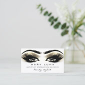 Makeup Eyebrows Lashes White Gold Metallic Augen Visitenkarte (Stehend Vorderseite)