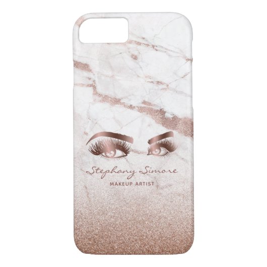 Makeup Eyelash Beauty Rose Gold Marmor Lashes Lash Case-Mate iPhone Hülle (Rückseite)