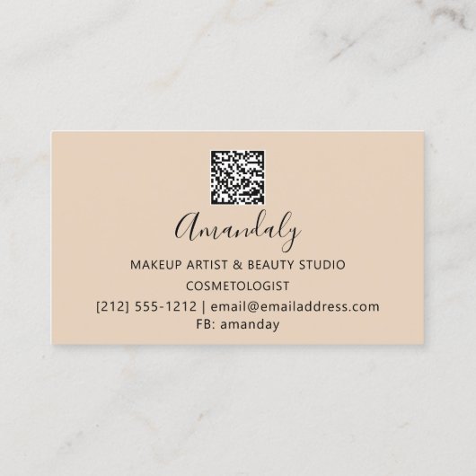 Makeup Eyelash Brow QR CODE Logo Black Microblade Visitenkarte (Rückseite)