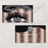 Makeup Eyelash Brows Microblading QR Code Black Visitenkarte (Vorne/Hinten)