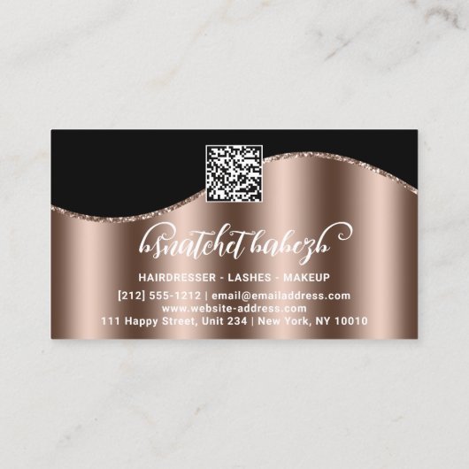 Makeup Eyelash Brows Microblading QR Code Black Visitenkarte (Rückseite)