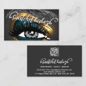 Makeup Eyelash Brows Microblading QR Code Gold Visitenkarte (Vorne/Hinten)