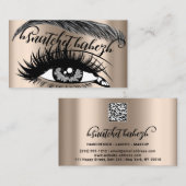 Makeup Eyelash Brows Microblading QR Code Rose Visitenkarte (Vorne/Hinten)