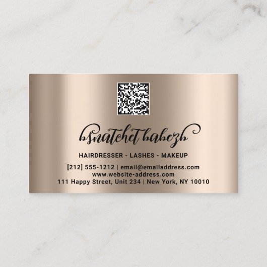 Makeup Eyelash Brows Microblading QR Code Rose Visitenkarte (Rückseite)