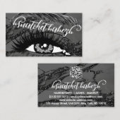 Makeup Eyelash Brows QRCode Logo Black Marble Visitenkarte (Vorne/Hinten)