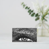 Makeup Eyelash Brows QRCode Logo Black Marble Visitenkarte (Stehend Vorderseite)