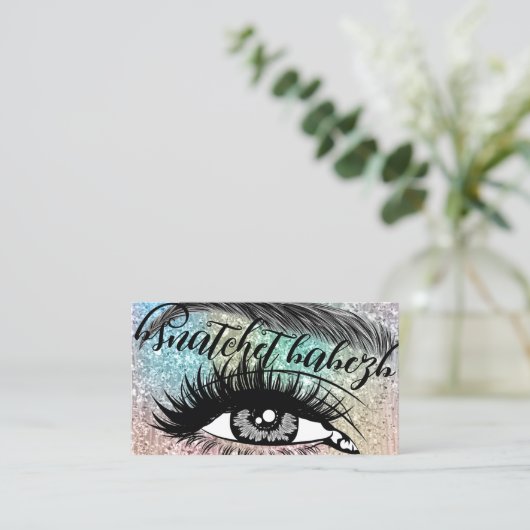 Makeup Eyelash Brows QRCode Logo Glitzer Visitenkarte (Stehend Vorderseite)