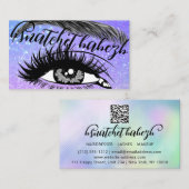 Makeup Eyelash Brows QRCode Logo Holografisch Visitenkarte (Vorne/Hinten)