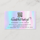 Makeup Eyelash Brows QRCode Logo Light Holographic Visitenkarte (Rückseite)