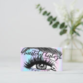 Makeup Eyelash Brows QRCode Logo Light Holographic Visitenkarte (Stehend Vorderseite)