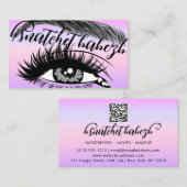 Makeup Eyelash Brows QRCode Logo Lila Visitenkarte (Vorne/Hinten)