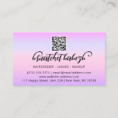 Makeup Eyelash Brows QRCode Logo Lila Visitenkarte (Rückseite)