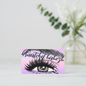 Makeup Eyelash Brows QRCode Logo Lila Visitenkarte (Stehend Vorderseite)
