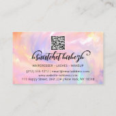 Makeup Eyelash Brows QRCode Logo Pink Visitenkarte (Rückseite)