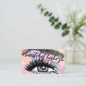 Makeup Eyelash Brows QRCode Logo Pink Visitenkarte (Stehend Vorderseite)