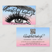 Makeup Eyelash Brows QRCode Logo Reimbow Visitenkarte (Vorne/Hinten)