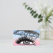 Makeup Eyelash Brows QRCode Logo Reimbow Visitenkarte (Stehend Vorderseite)