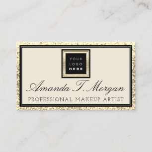 Makeup Eyelash Event Planner Logo Golden Frame Visitenkarte