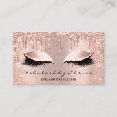 Makeup Eyelash Friseur Glitzer Tropfen Rose Visitenkarte (Vorderseite)