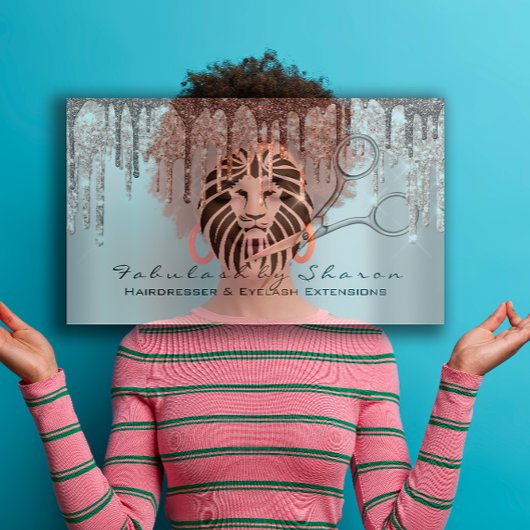 Makeup Eyelash Friseur Schere Rose Tropfen Lion Visitenkarte