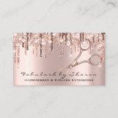 Makeup Eyelash Friseur Scheren Rose Kristalle Visitenkarte (Vorderseite)
