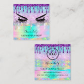 Makeup Eyelash Microblade Nails Studio Lila Tropfe Quadratische Visitenkarte (Vorne/Hinten)