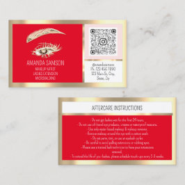 Makeup Eyelash Microblade Qr Code Aftercare Gold Visitenkarte