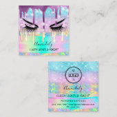 Makeup Eyelash Microblade Tropfen Logo Lila Glitte Quadratische Visitenkarte (Vorne/Hinten)