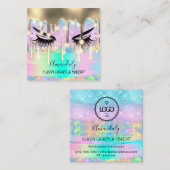 Makeup Eyelash Microblade Tropfen Logo Lila Gold Quadratische Visitenkarte (Vorne/Hinten)