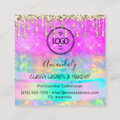 Makeup Eyelash Microblade Tropfen Logo Lotus Merma Quadratische Visitenkarte (Rückseite)