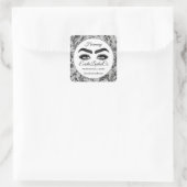 Makeup Eyelash Packaging Cleaner Floral Quadratischer Aufkleber (Tasche)