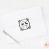 Makeup Eyelash Packaging Cleaner Floral Quadratischer Aufkleber (Umschlag)