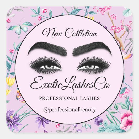 Makeup Eyelash Packaging Cleaner Pink Vielen Dank Quadratischer Aufkleber (Vorderseite)