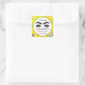 Makeup Eyelash Packung Reiniger Blumengelb Quadratischer Aufkleber (Tasche)