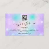 Makeup Eyelash QR Code Holograph Violet Visitenkarte (Rückseite)