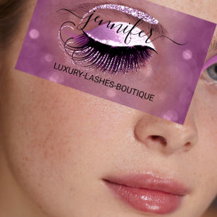 Makeup Eyelash QR Code Logo Glitzer Berry Pink Visitenkarte