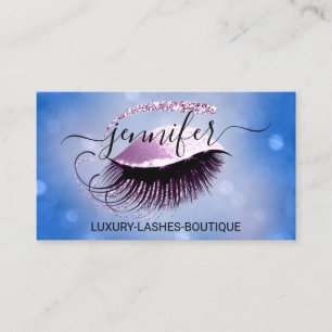 Makeup Eyelash QR-Code Logo Glitzer Blau Rosa Visitenkarte