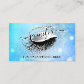 Makeup Eyelash QR Code Logo Glitzer Blau Silber Visitenkarte (Vorderseite)