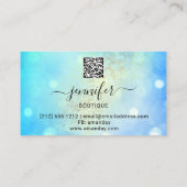 Makeup Eyelash QR Code Logo Glitzer Blue Gold Visitenkarte (Rückseite)