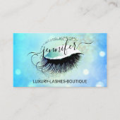Makeup Eyelash QR Code Logo Glitzer Blue Gold Visitenkarte (Vorderseite)