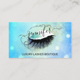 Makeup Eyelash QR Code Logo Glitzer Blue Gold Visitenkarte