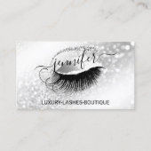 Makeup Eyelash QR Code Logo Glitzer Grau Silber Visitenkarte (Vorderseite)