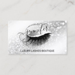 Makeup Eyelash QR Code Logo Glitzer Grau Silber Visitenkarte