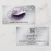 Makeup Eyelash QR-Code Logo Glitzer Lux Pink Visitenkarte (Vorne/Hinten)