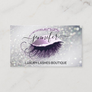 Makeup Eyelash QR Code Logo Glitzer Lux Pink Visitenkarte