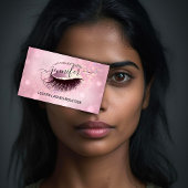 Makeup Eyelash QR-Code Logo Glitzer Rosa Rose Glam Visitenkarte