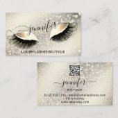 Makeup Eyelash QR Code Logo Glitzer Royal Gold Visitenkarte (Vorne/Hinten)