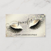 Makeup Eyelash QR Code Logo Glitzer Royal Gold Visitenkarte (Vorderseite)
